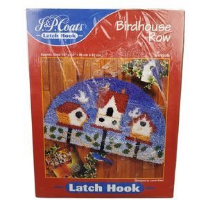 Vtg 1998 J & P Coats Birdhouse Row 25046 Laurel Blake Latch Hook Kit